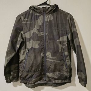 GAP Kids Boys Camo Hooded‎ Jacket Medium Green Fall Coat
